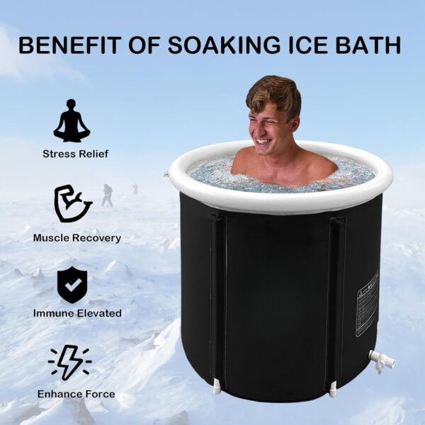 Recovery Ice Tub Foldable Bathtub Outdoor Portable Cold Water Therapy Tub Fitness Rehab Ice Tub For Athletes Long Lasting Insulated Ice Tub, Spa Soaking Bucket - Image 4