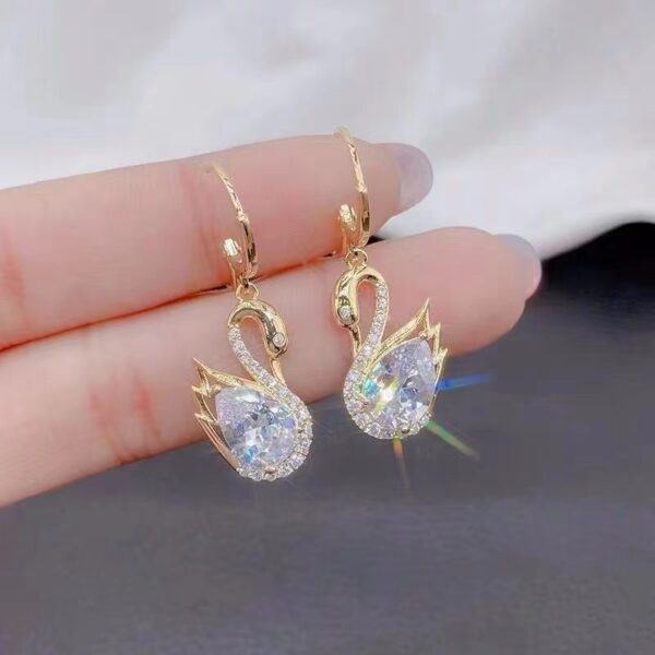 Sweet Rhinestone Swan Earrings Ins Fashion Earrings For Women Jewelry - Image 4