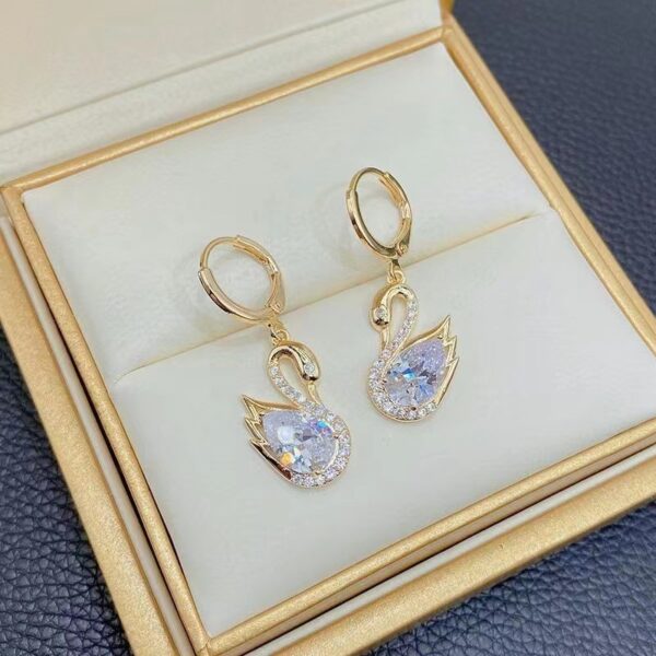 Sweet Rhinestone Swan Earrings Ins Fashion Earrings For Women Jewelry - Image 6