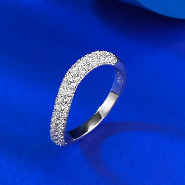 Inlaid Half Diamond Line Stackable Ring - Image 2