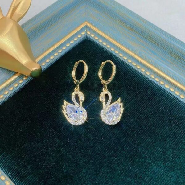 Sweet Rhinestone Swan Earrings Ins Fashion Earrings For Women Jewelry - Image 3