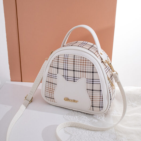 Women's Printed Checks Cat Pattern Shoulder Bag - Image 7