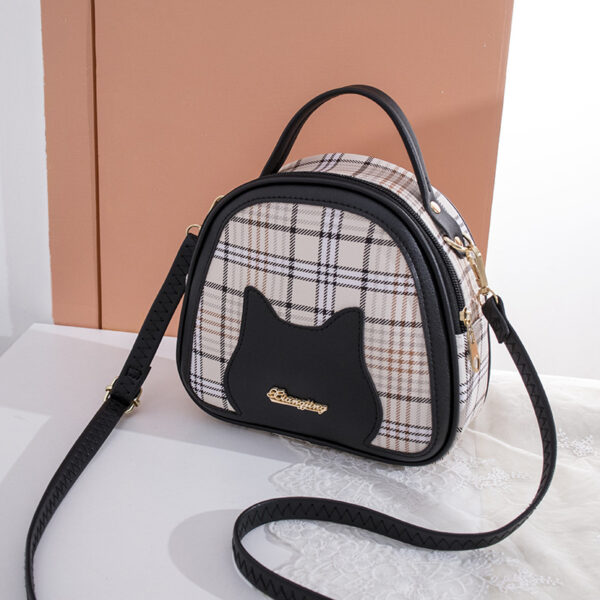 Women's Printed Checks Cat Pattern Shoulder Bag - Image 5