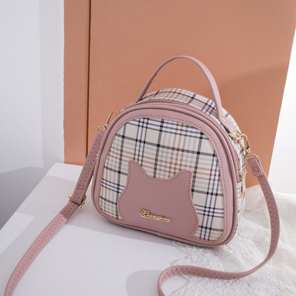 Women's Printed Checks Cat Pattern Shoulder Bag - Image 8