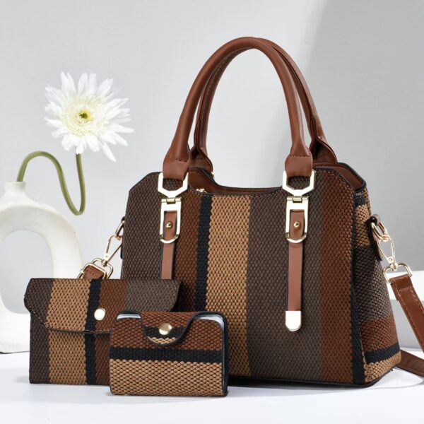 Crossbody Large Capacity New Son And Mother Canvas Contrast Color Handbags - Image 7