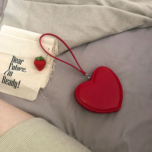 Red Lovely Heart-shaped Mini Wrist Bag