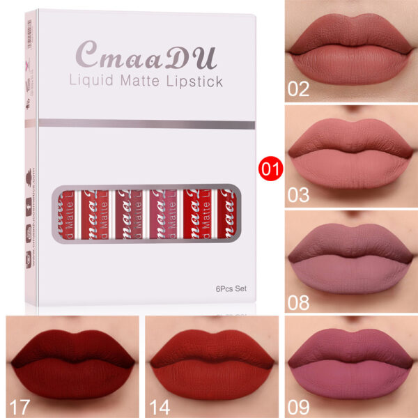 6 Boxes Of Matte Non-stick Cup Waterproof Lipstick Long Lasting Lip Gloss - Image 3