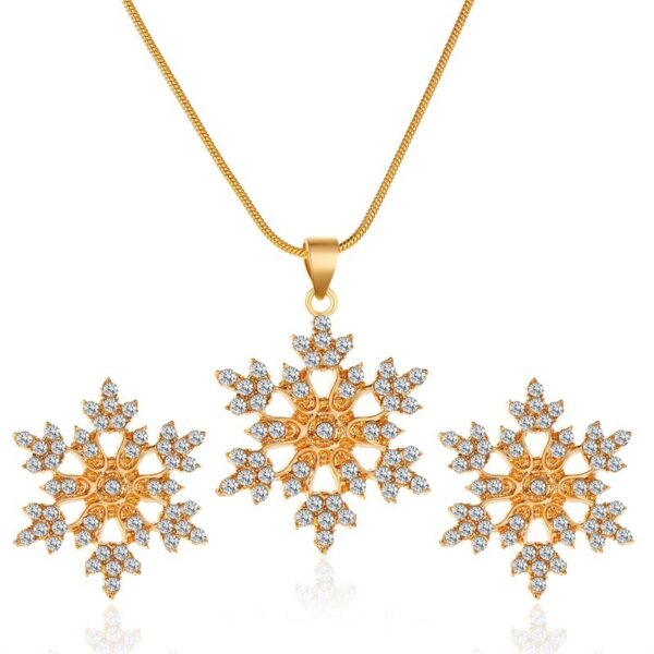 3pcs Snowflake Necklace Set With Rhinestones Earrings And Clavicle Chain Pendant Necklace Valentine's Day Gift - Image 4